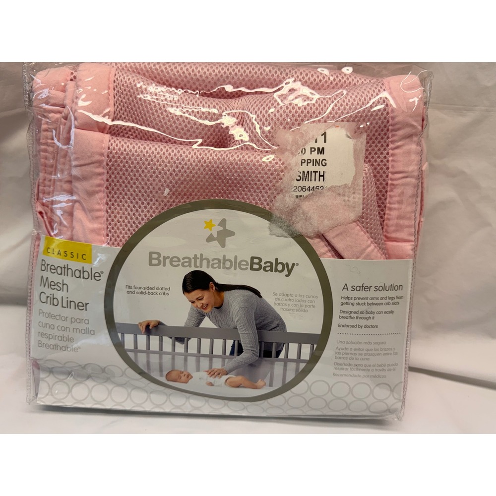 BreathableBaby Mesh Crib Liner Pink Breathable Mesh Pink - New in Open Pkg
